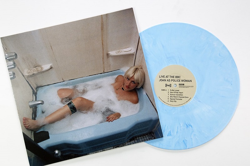 Joan As Police Woman "Live At The BBC" blue coloured cloudy vinyl. Manufactured by Key Production.