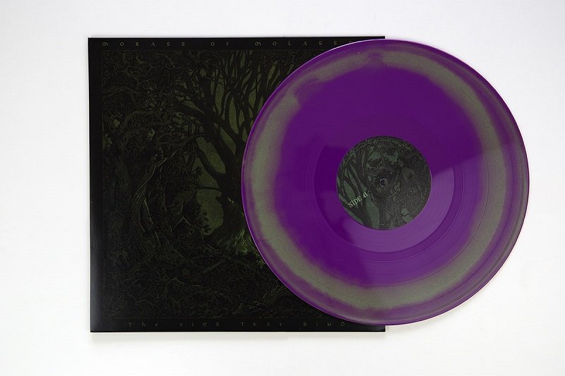 Morass Of Molasses "The Ties That Bind" purple and green coloured vinyl. Manufactured by Key Production.