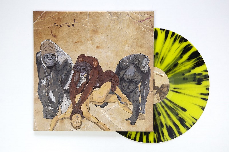 Too Many Zooz "Subway Gawdz" yellow and black splatter vinyl. Manufactured by Key Production.