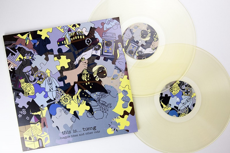 Tunng "This Is Tunng...Magpie Bites and Other Cuts" cream coloured transparent vinyl. Manufactured by Key Production.