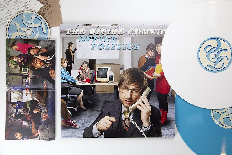 The Divine Comedy "Office Politics" white and blue coloured vinyl. Manufactured by Key Production.