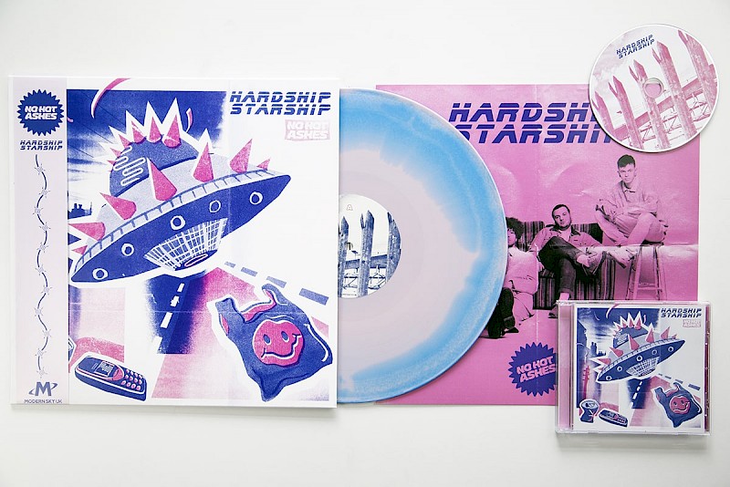 No Hot Ashes, Hardship Starship, pastel pink/blue vinyl LP, CD,