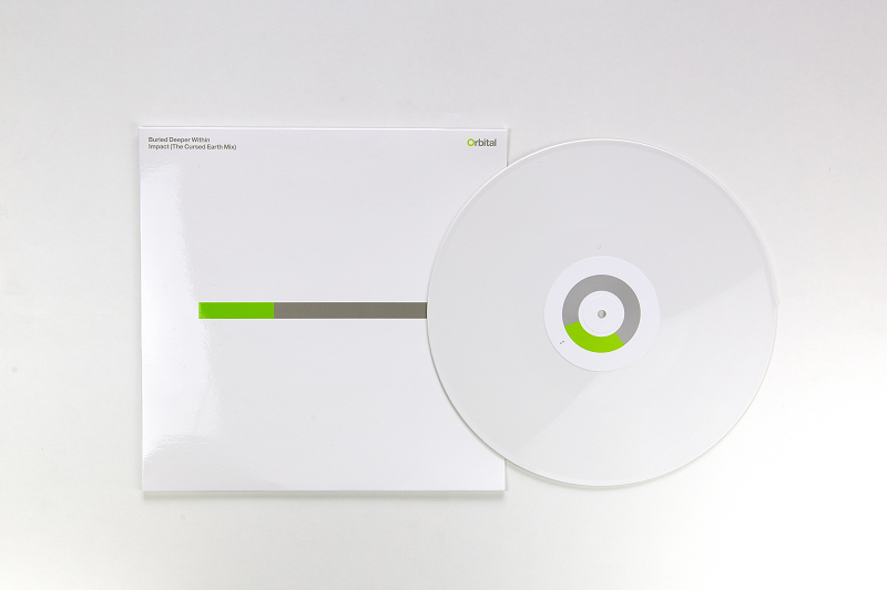 Orbital "Buried Deeper Within / Impact (The Cursed Earth Mix)" white coloured vinyl. Manufactured by Key Production.