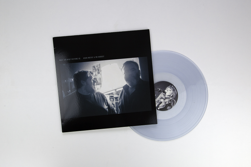 Aidan Moffat and RM Hubbert "What The Night Bestows US" clear transparent vinyl. Manufactured by Key Production.